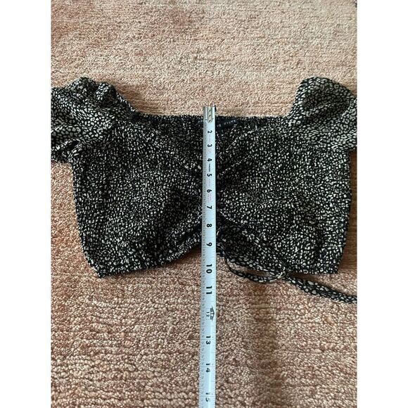 Hyfve Chasing The Dream Top In Black And Tan Women’s Cropped Long Puff Sleeves L - Picture 6 of 9